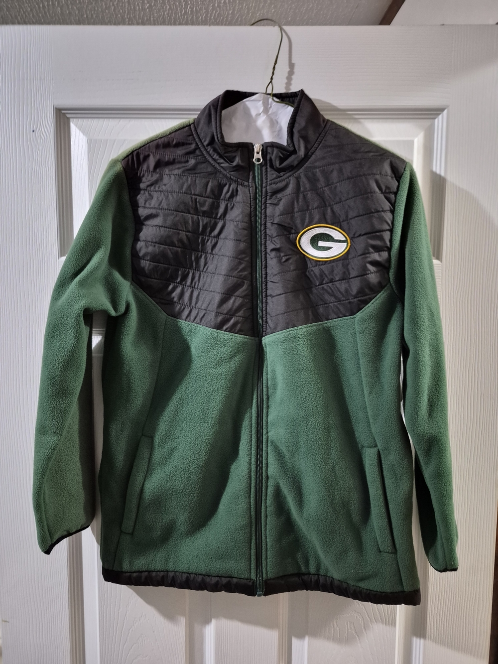 NFL Green and Black Kids Puffer-Fleece Jacket with Team Patch